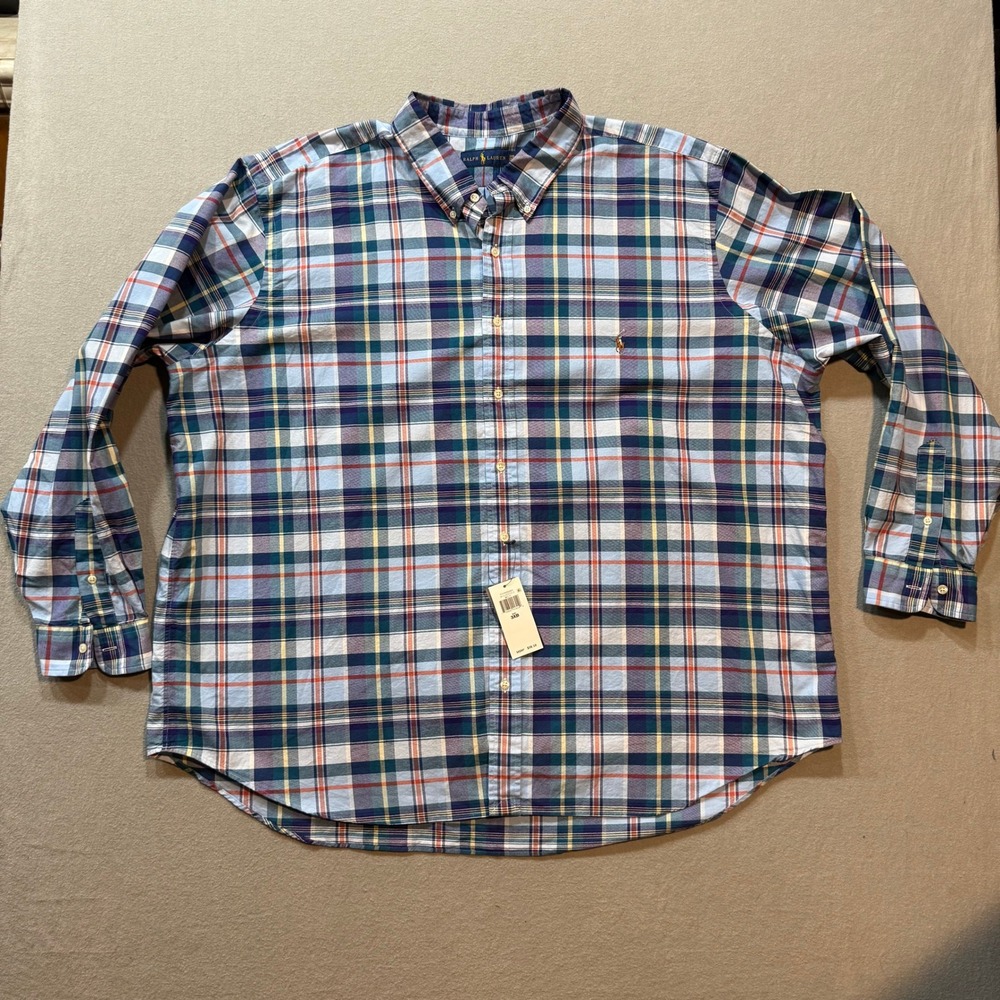 NWT $98 Ralph Lauren Classic Fit‎ Plaid Preppy Classic Long Sleeve Shirt Men 3XB